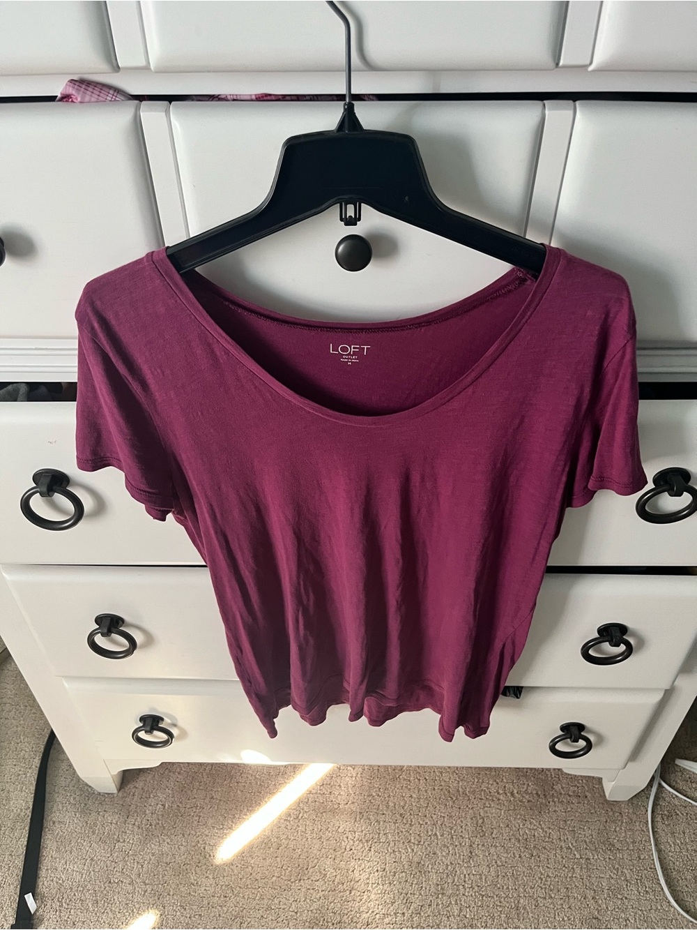 LOFT Short-Sleeve Scoop Neck Tee in Deep Plum